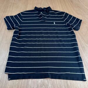 Polo Ralph Lauren Men’s Custom Fit Black White Striped Polo Shirt XL